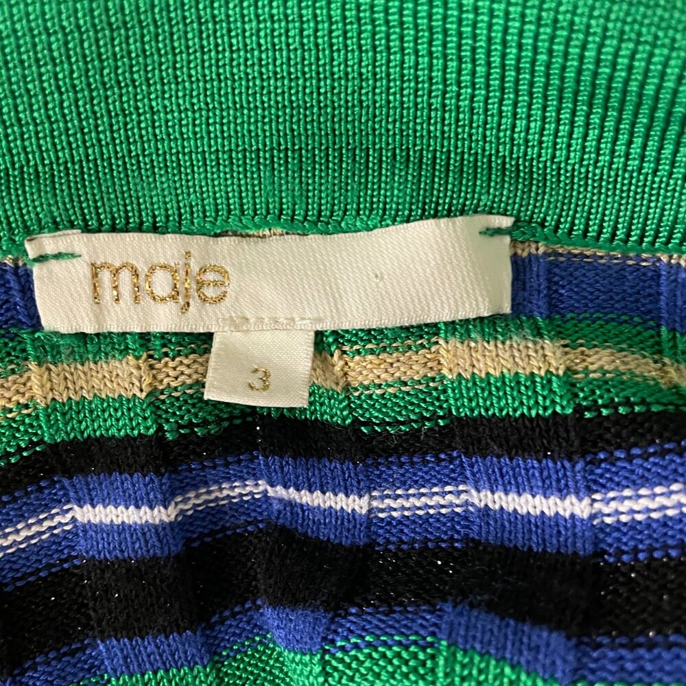 Maje Macumba striped knit Polo shirt size 3 - Picture 5 of 7